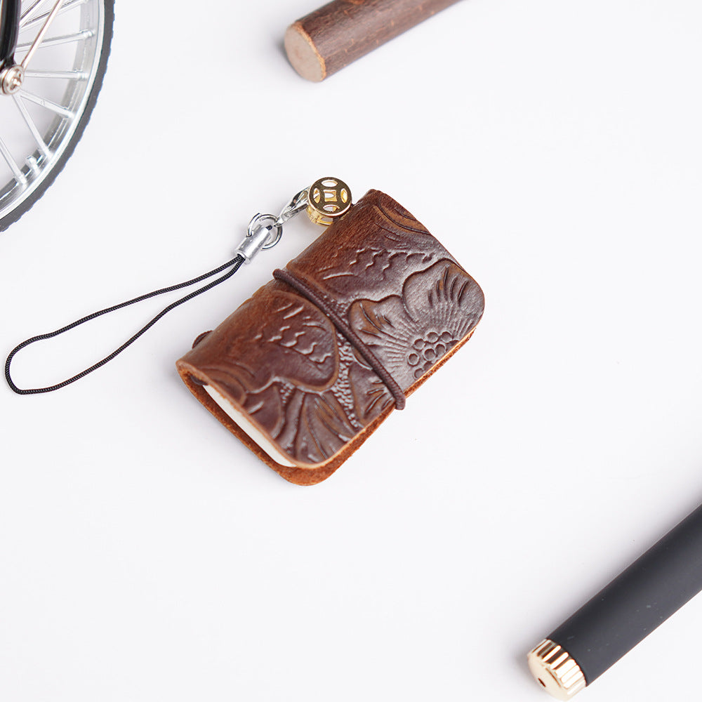 Wholesale mini pocket creative cowhide handmade multi-purpose leather notebook